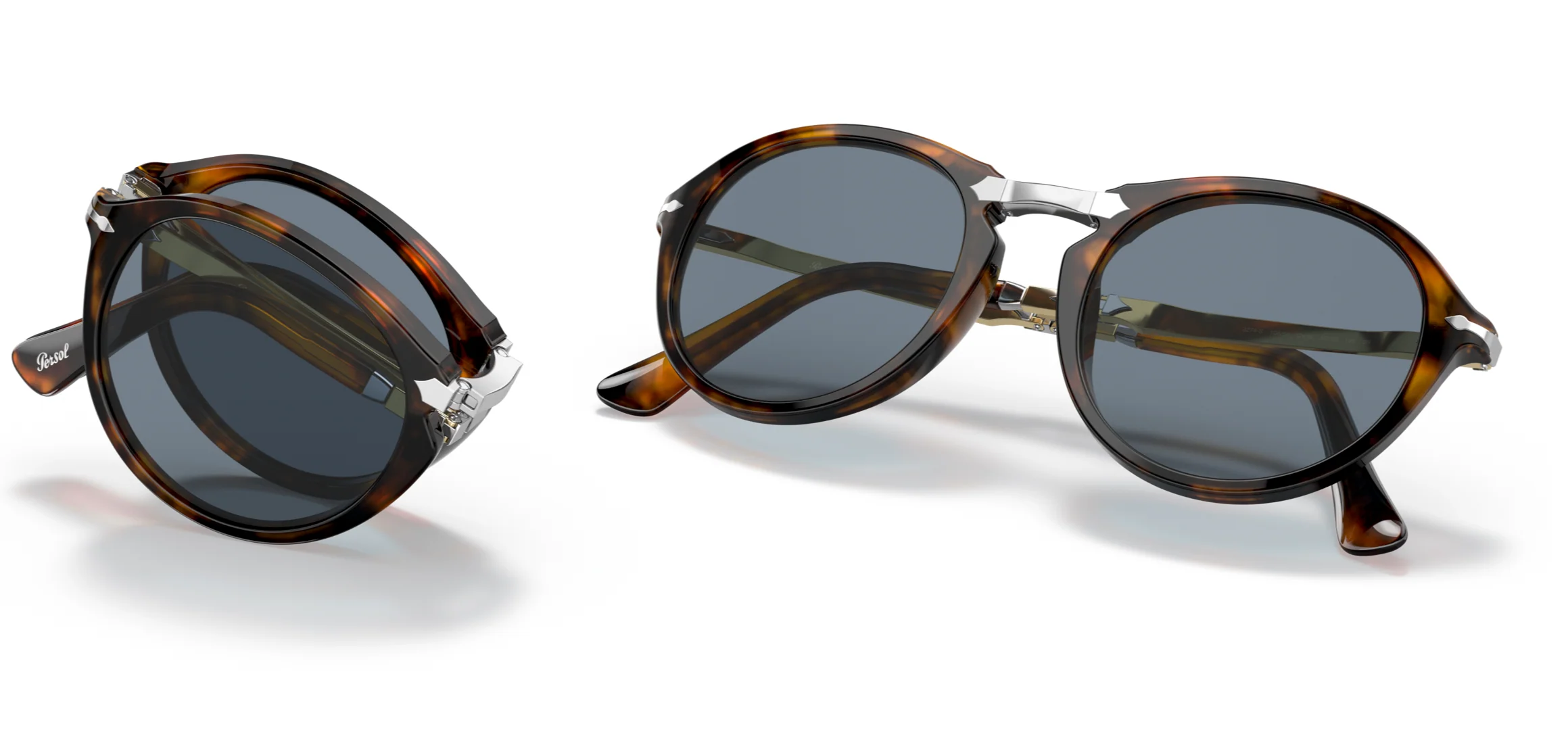 Persol PO 3274 Sunglasses Folding Round 108/56 Sunglasses Light Blue Caffe