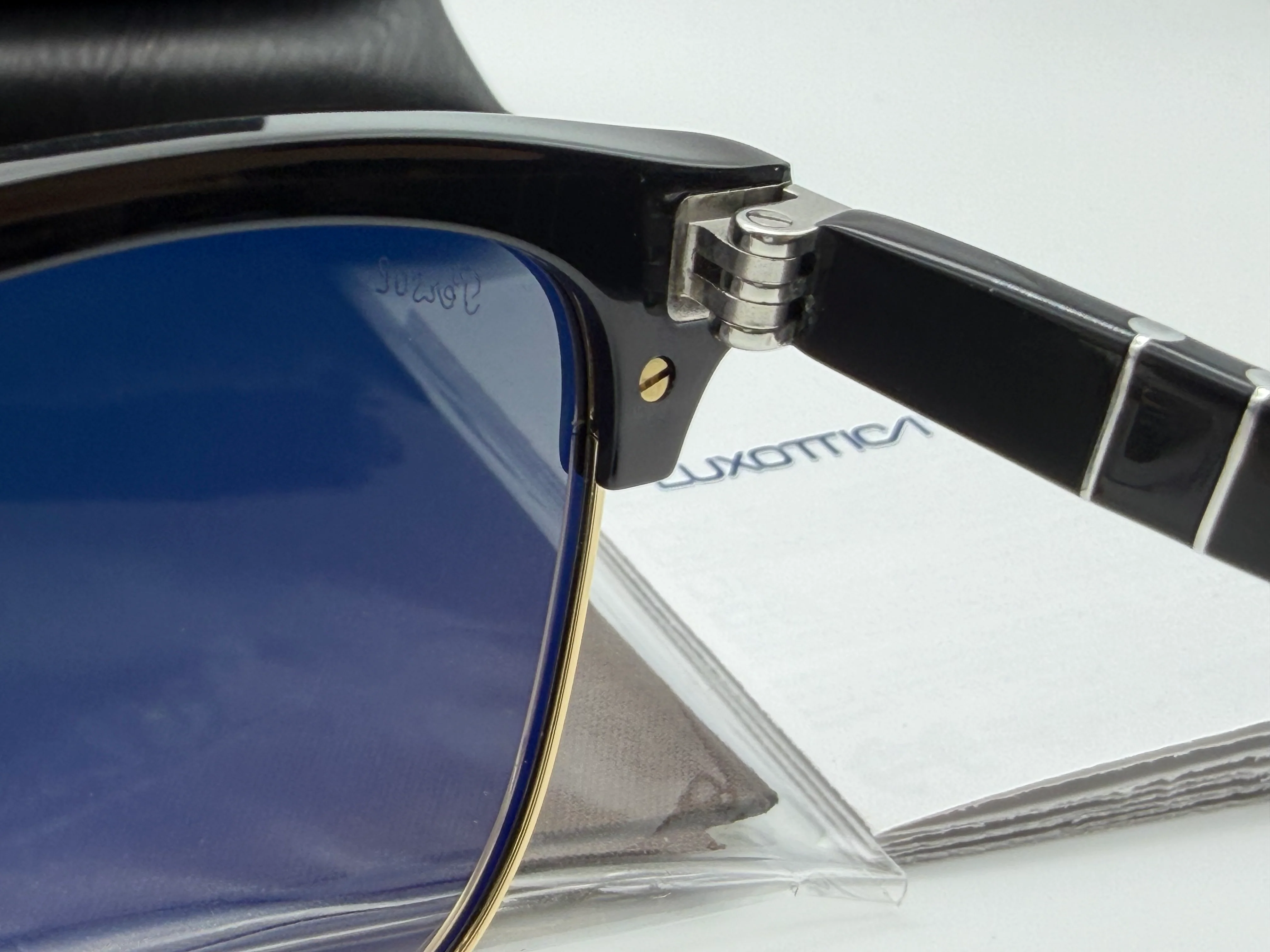 Persol PO 3375 S 50mm Folding Clubmaster Black / Gold - Gray Gradient 122571 Italy Open Box - Image 14