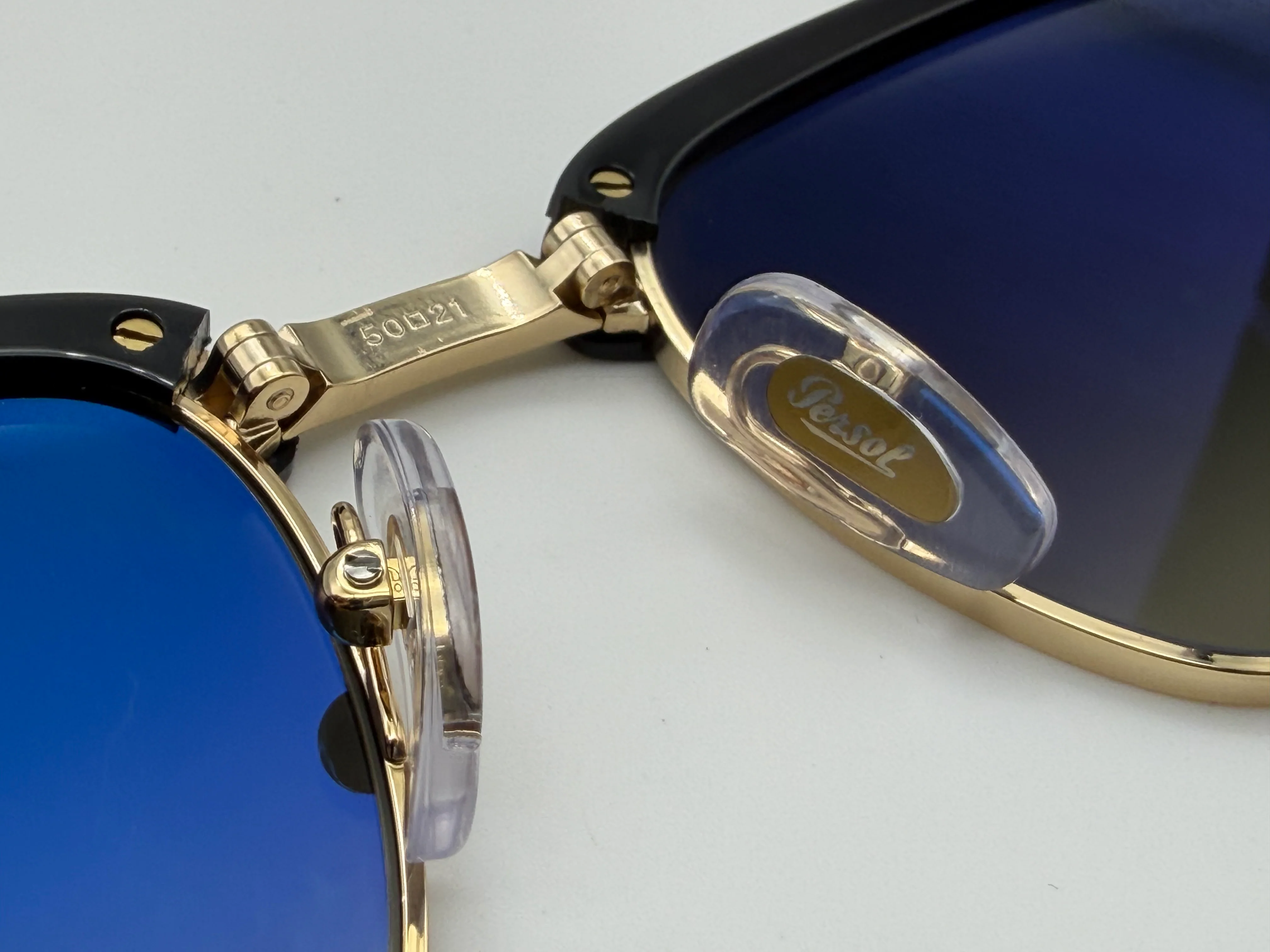 Persol PO 3375 S 50mm Folding Clubmaster Black / Gold - Gray Gradient 122571 Italy Open Box - Image 7