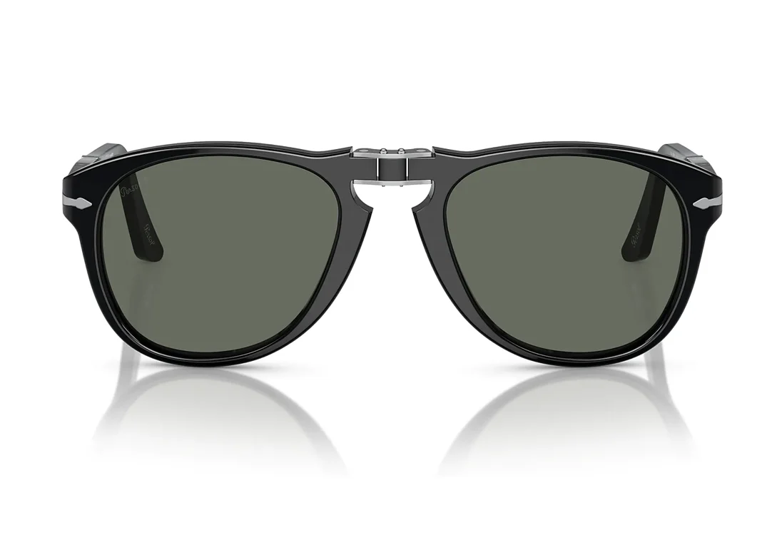 Persol PO 714 54mm Original Folding Black / Green Polarized 95 58 Italy NEW - Image 3