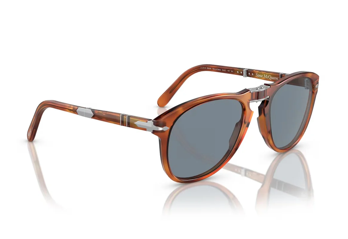 Persol PO 714 SM Steve McQueen 54mm Terra Di Siena / Light Blue Dark Blue 096/56 Italy NEW - Image 3