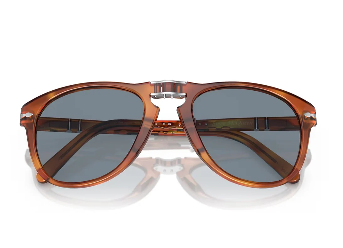 Persol PO 714 SM Steve McQueen 54mm Terra Di Siena / Light Blue Dark Blue 096/56 Italy NEW - Image 6