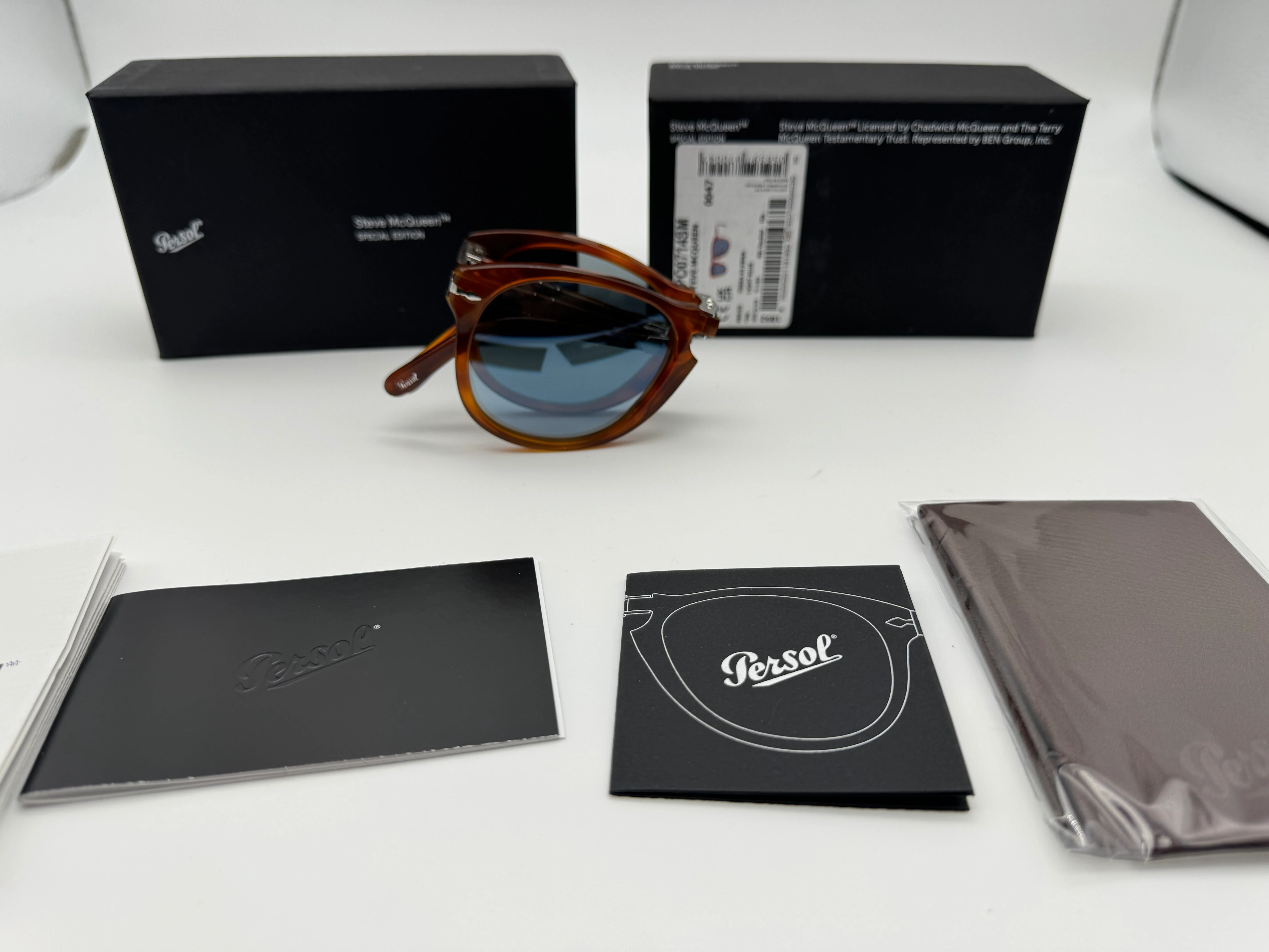 Persol PO 714 SM Steve McQueen 54mm Terra Di Siena / Light Blue Dark Blue 096/56 Italy NEW - Image 7