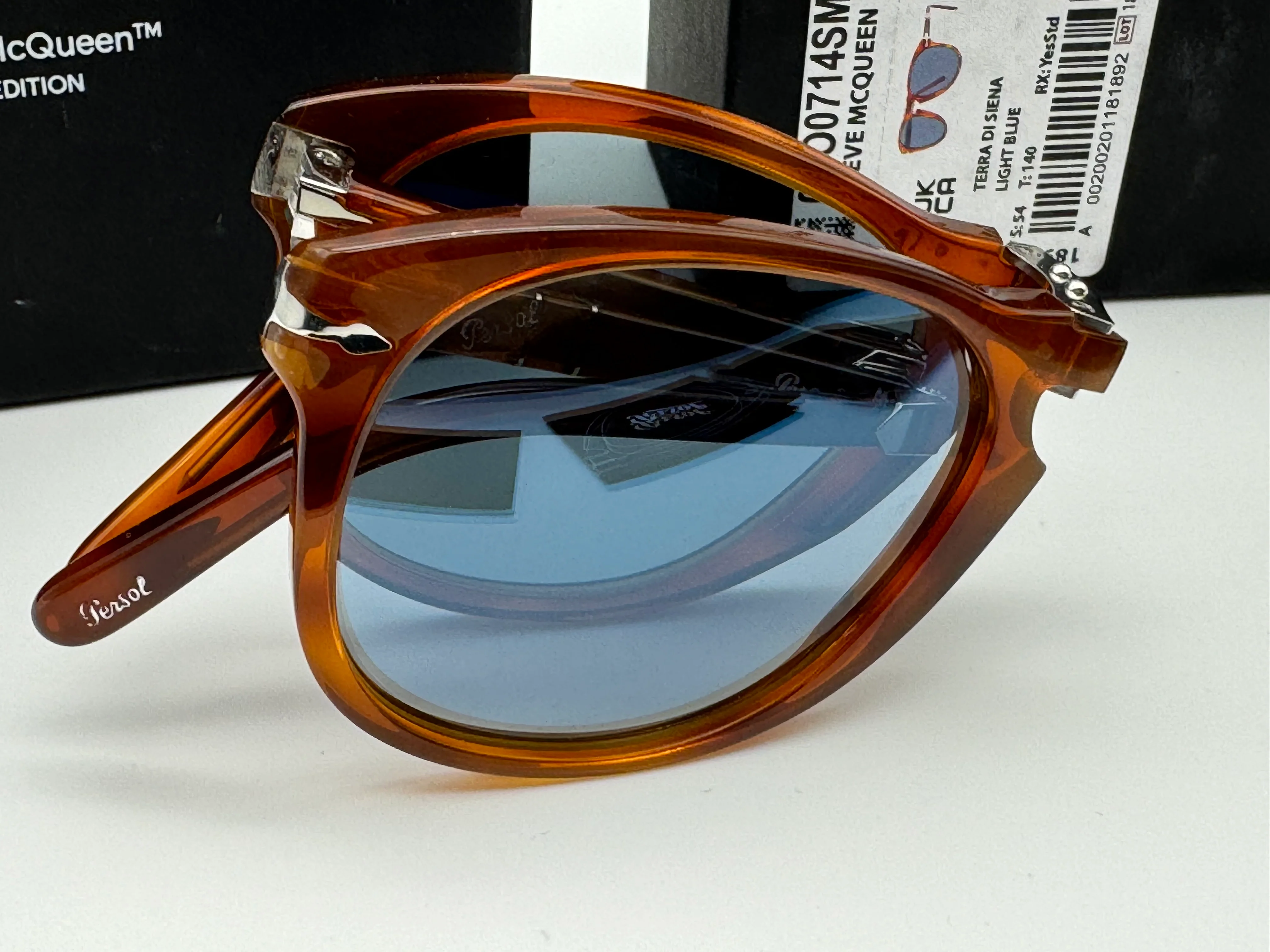 Persol PO 714 SM Steve McQueen 54mm Terra Di Siena / Light Blue Dark Blue 096/56 Italy NEW - Image 8