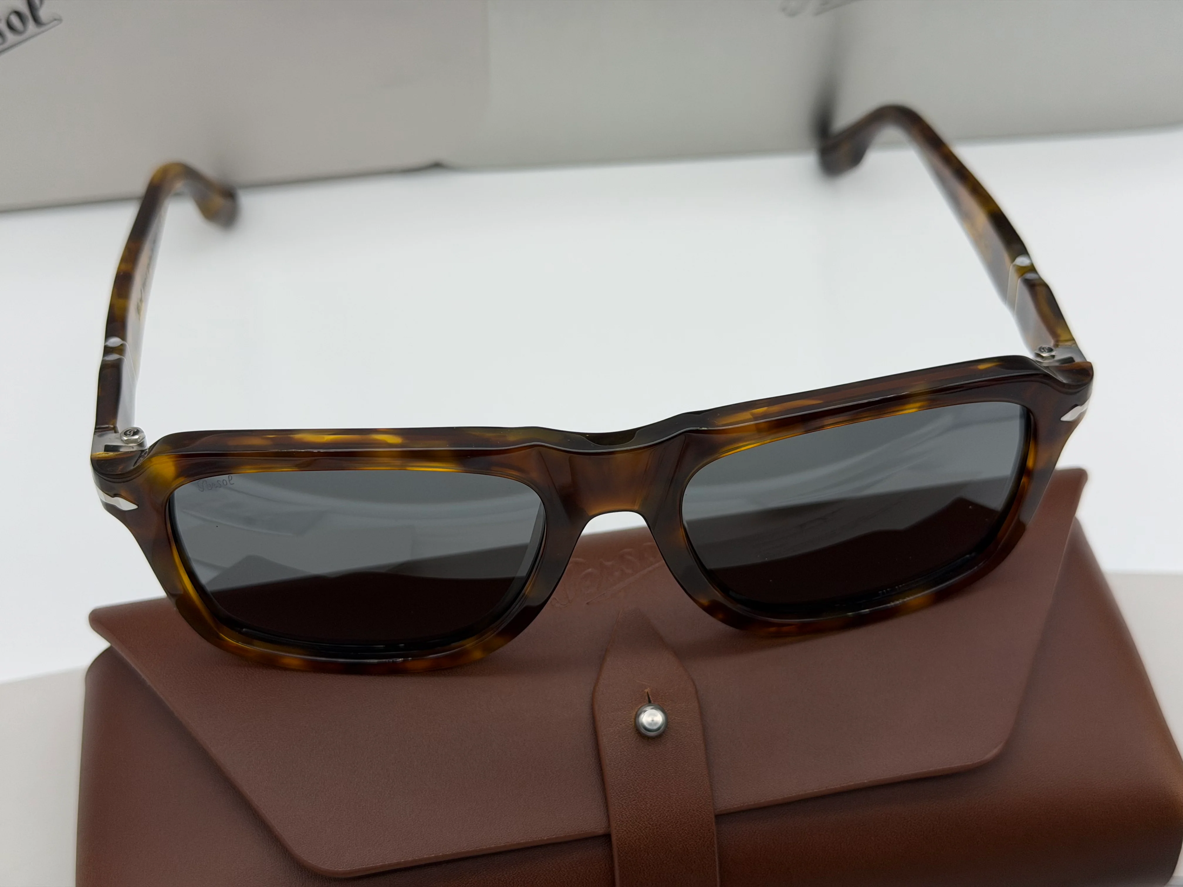 Persol PO 8002S 55mm Yellow Brown Havana / Dark Gray 1243B1 Italy NEW - Image 3