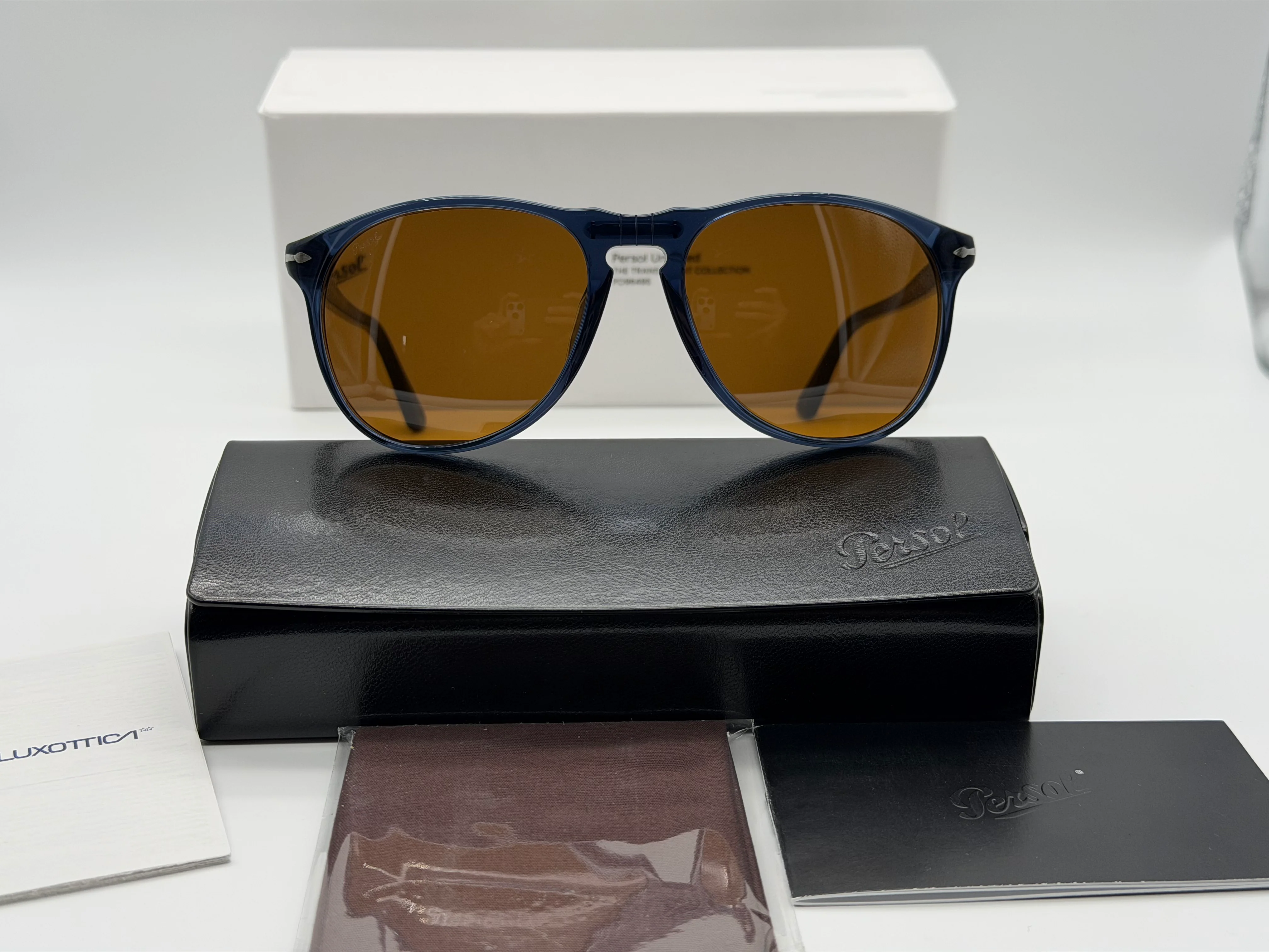 Persol PO 9649 55mm Transparent Blue / Brown Glass 114133 Italy NEW - Image 2