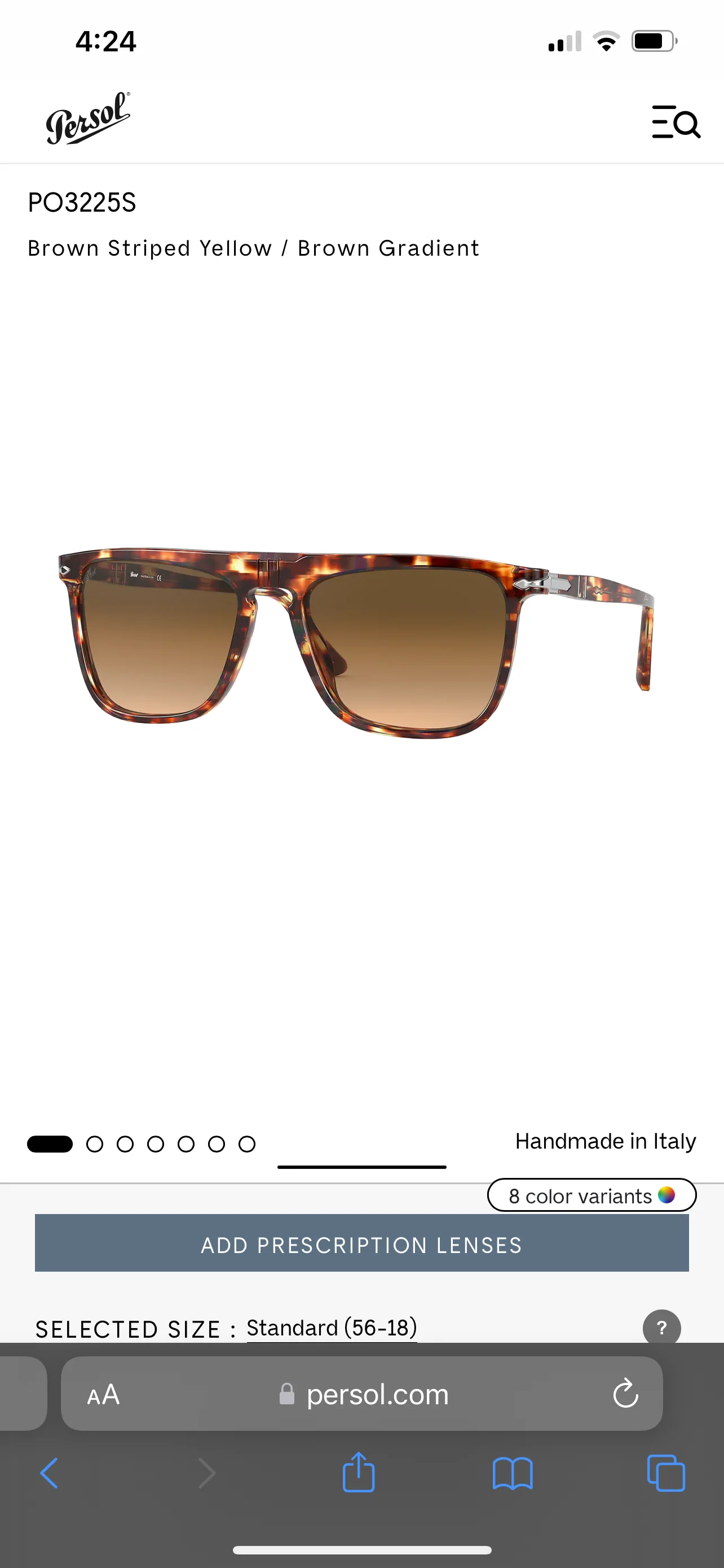 Persol PO 3225S 56mm Brown Striped Yellow/ Brown Gradient 1123-51 Sunglasses - Image 3