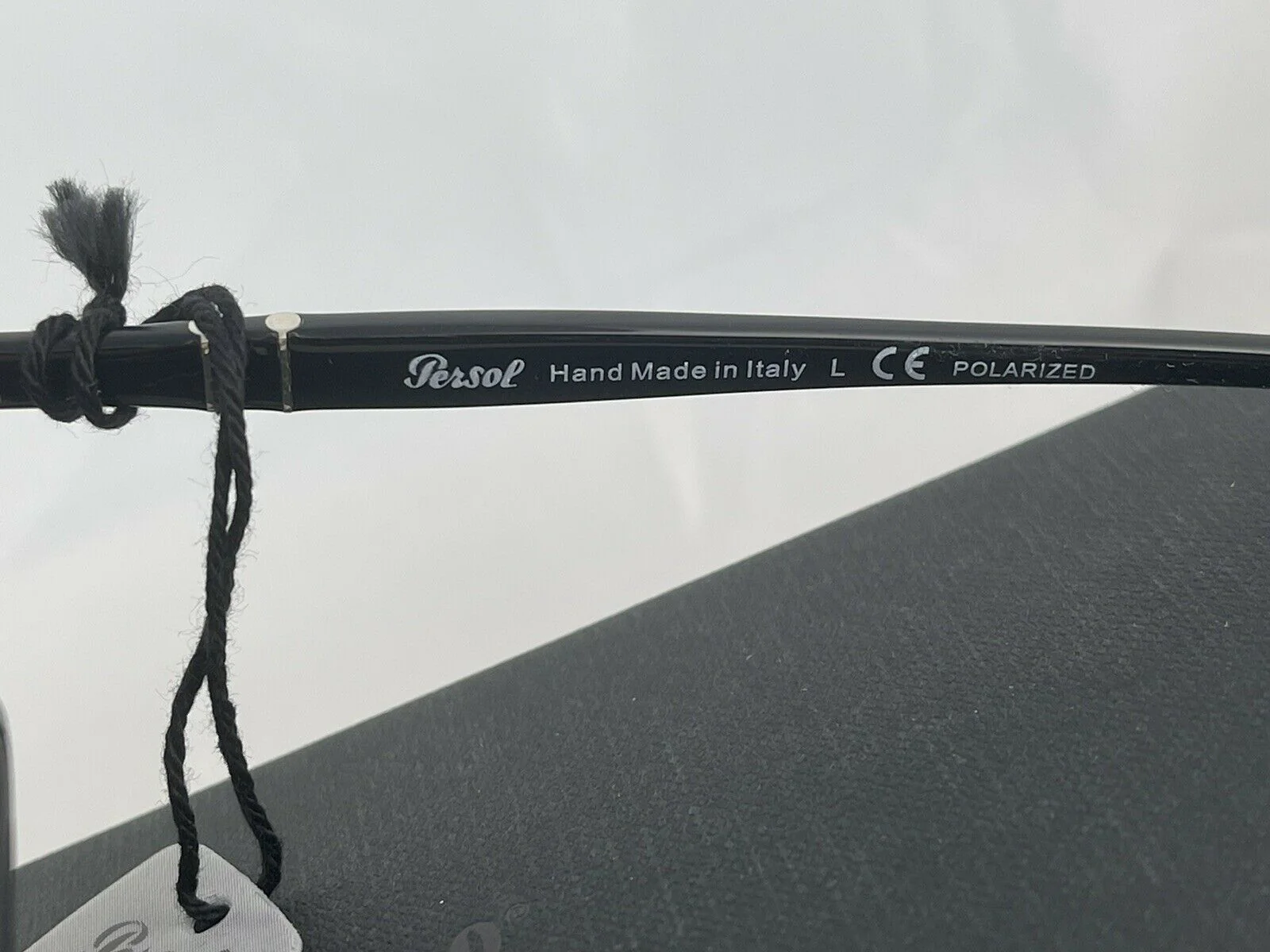 PERSOL PO6649S 95/58 BLACK SUNGLASS CRYSTAL GREEN POLARIZED LENS MADE IN ITALY New with defect on etching of lens - Image 5