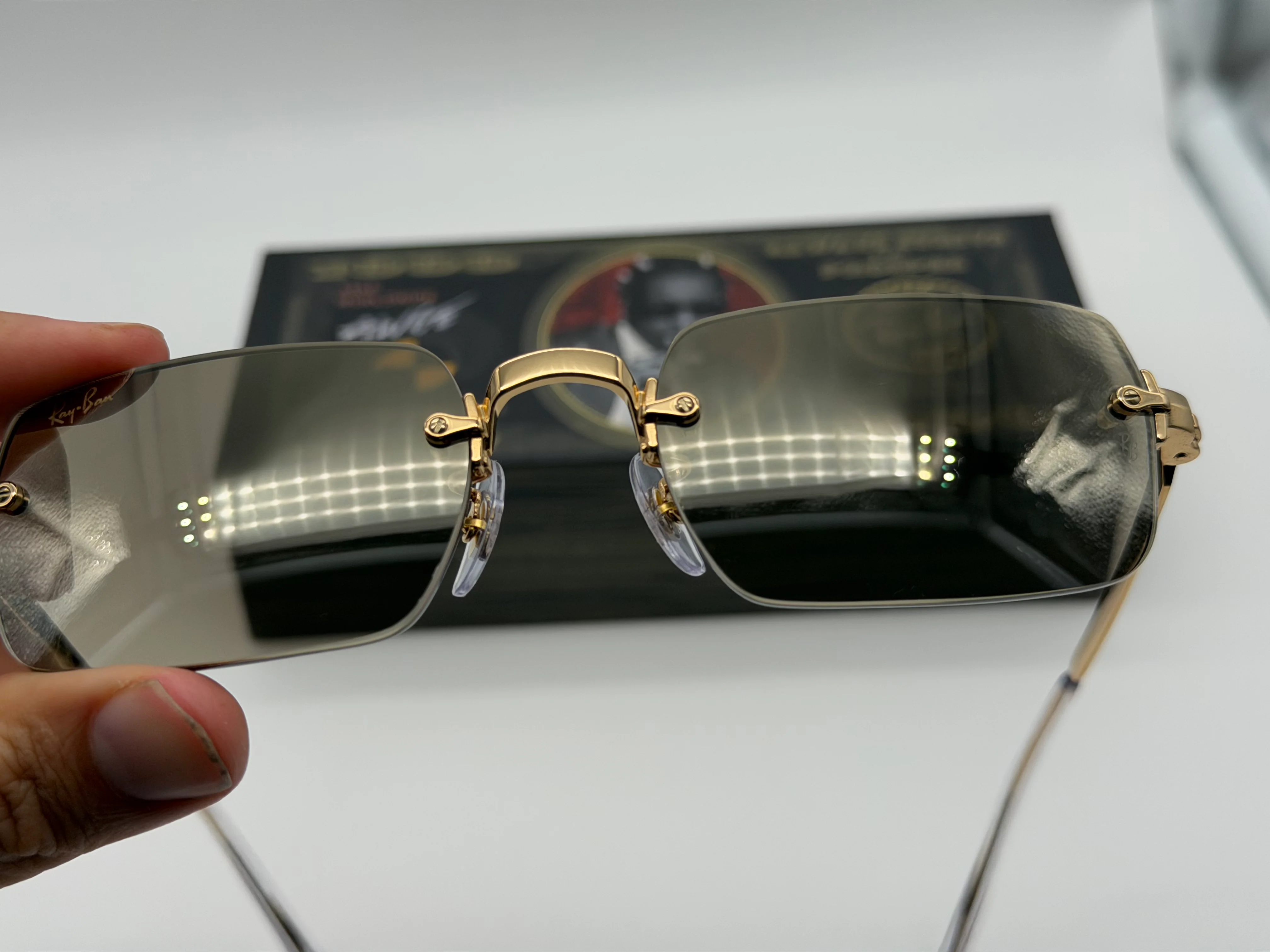 Ray-Ban ASAP Rocky RB 3928 54mm Rimless Gold Metal / brown Mirror Gradient 001 / 71 Open Box - Image 12