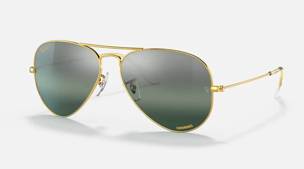Ray-Ban Aviator 55mm RB 3025 Chromance Gold / Silver 9196 G6 Italy NEW - Image 2