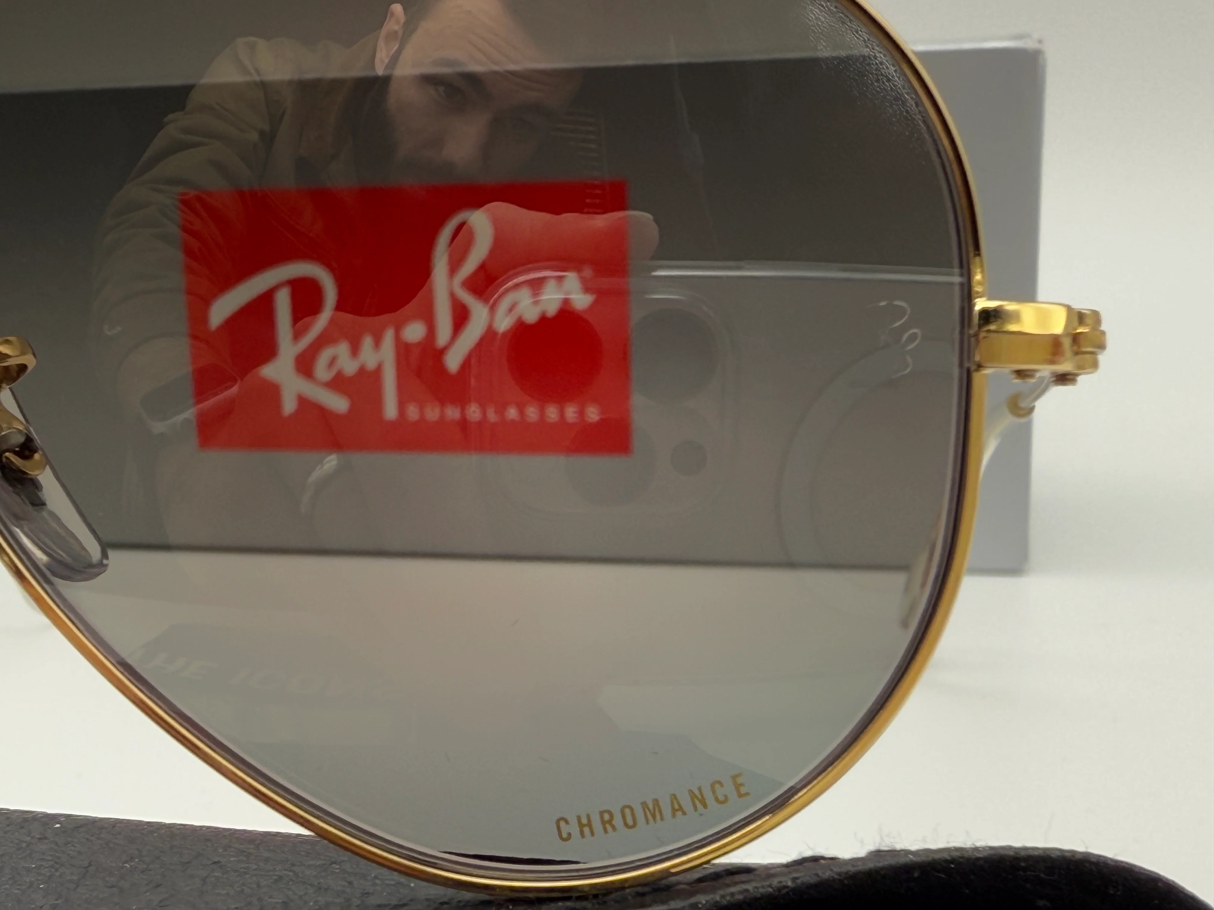 Ray-Ban Aviator 55mm RB 3025 Chromance Gold / Silver 9196 G6 Italy NEW - Image 6