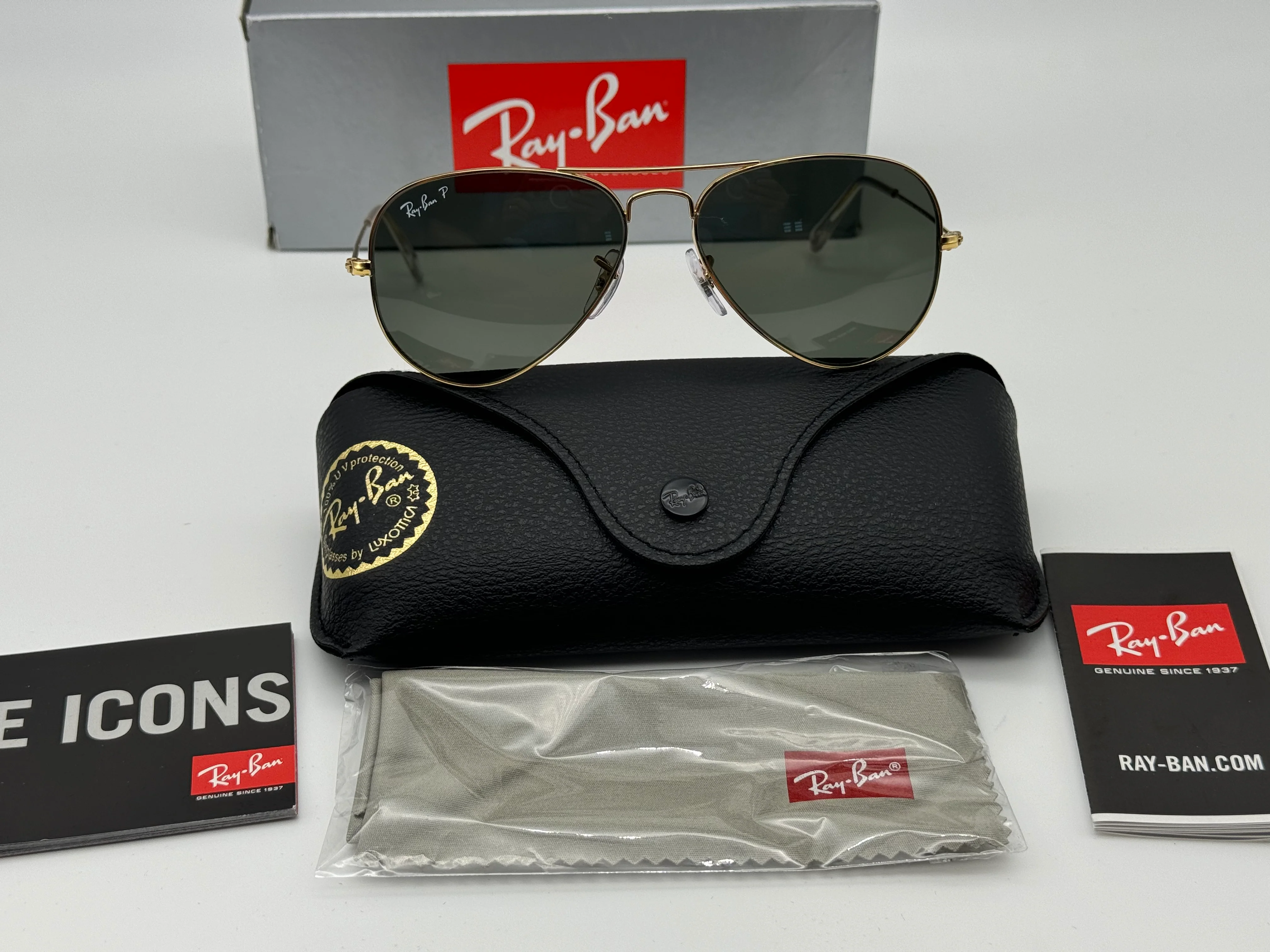 Ray-Ban Aviator 55mm RB 3025 Gold / G-15 Polarized 001/58 Italy NEW - Image 3