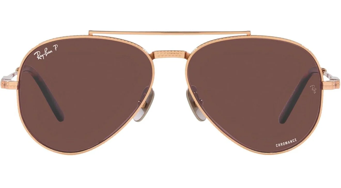 Ray-Ban Aviator II Titanium 58mm Rose Gold / Dark Violet Polarized Chromance Glass Lens RB 8225 3140AF Japan NEW - Image 3