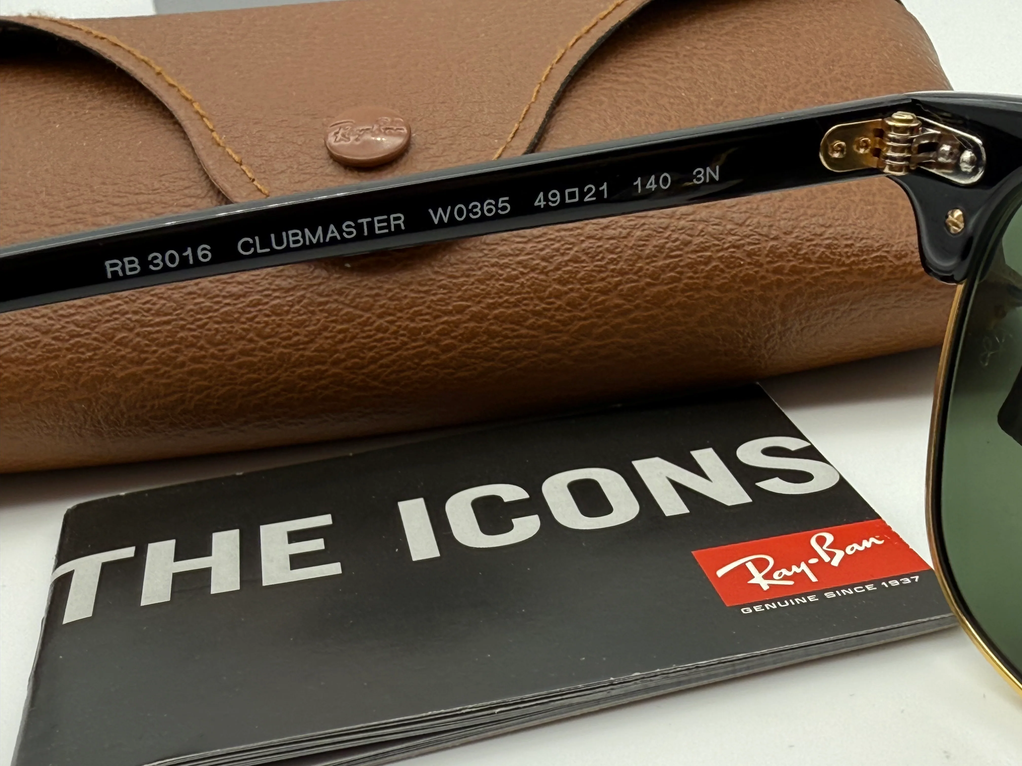 Ray Ban Original Clubmaster 49mm Custom Silver / Gold RB 3016 Italy NEW - Image 5