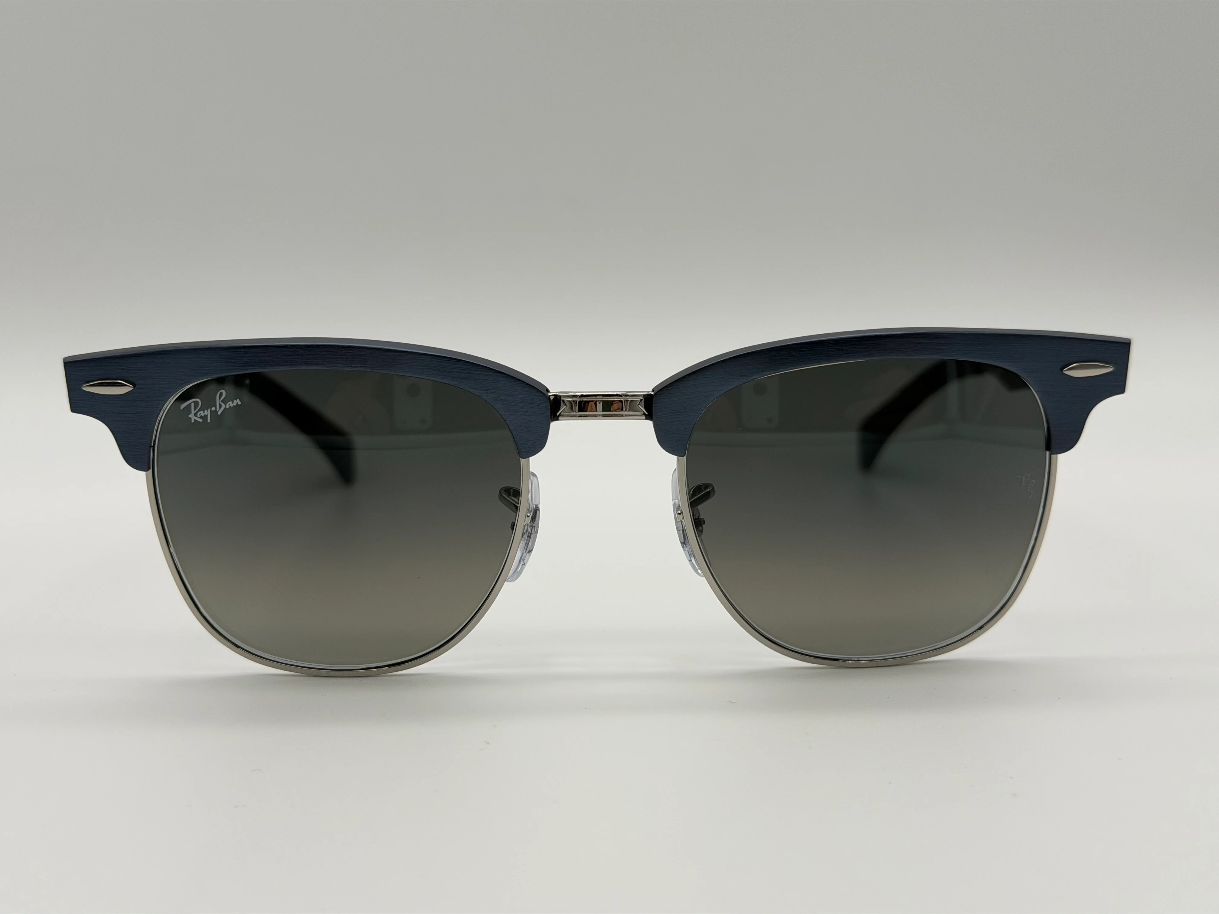 Ray-Ban Clubmaster Aluminum 51mm Matte Blue Silver / Gray Gradient Lens RB 3507 9248 / 71 Italy NEW - Image 5