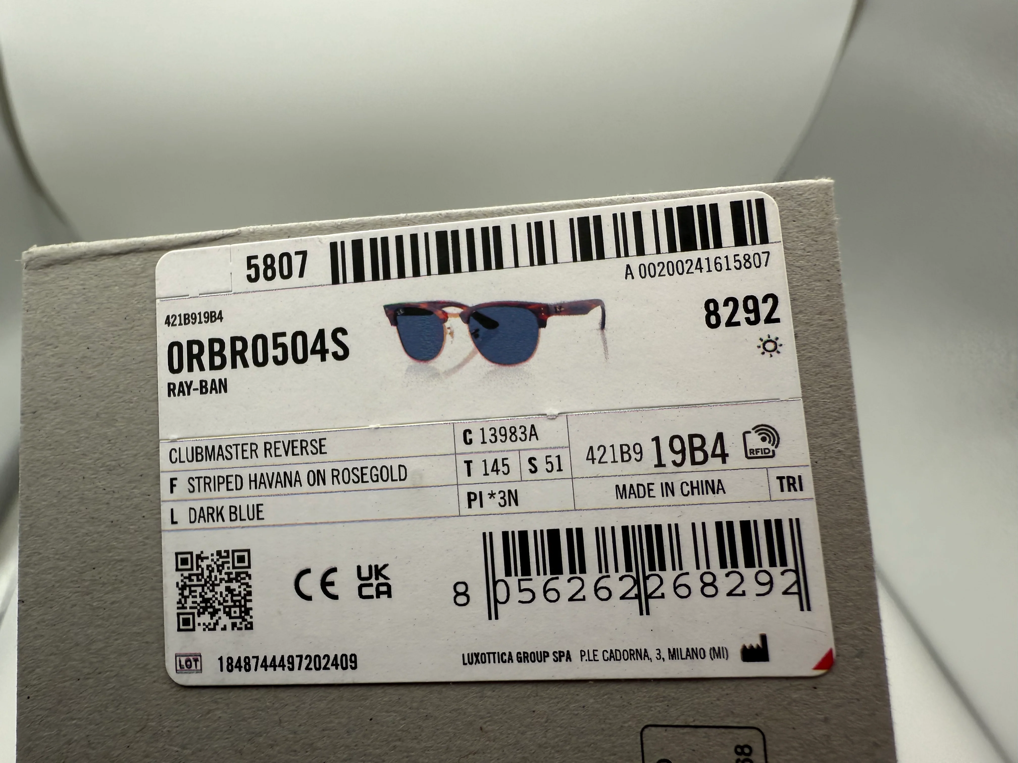 Ray-Ban Clubmaster Reverse 51mm Stripped Havana on Rose Gold / Dark Blue 13983A NEW - Image 15