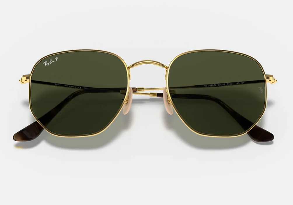 Ray Ban Hexagonal 51mm RB 3548 Gold/ G 15 001/58 Green Polarized Italy NEW - Image 2