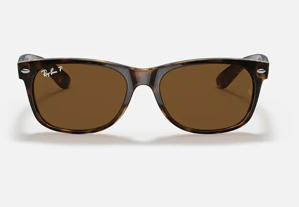 Ray-Ban New Wayfarer 55mm Tortoise B-15 Brown Polarized Sunglasses RB2132 902/57 NEW - Image 3