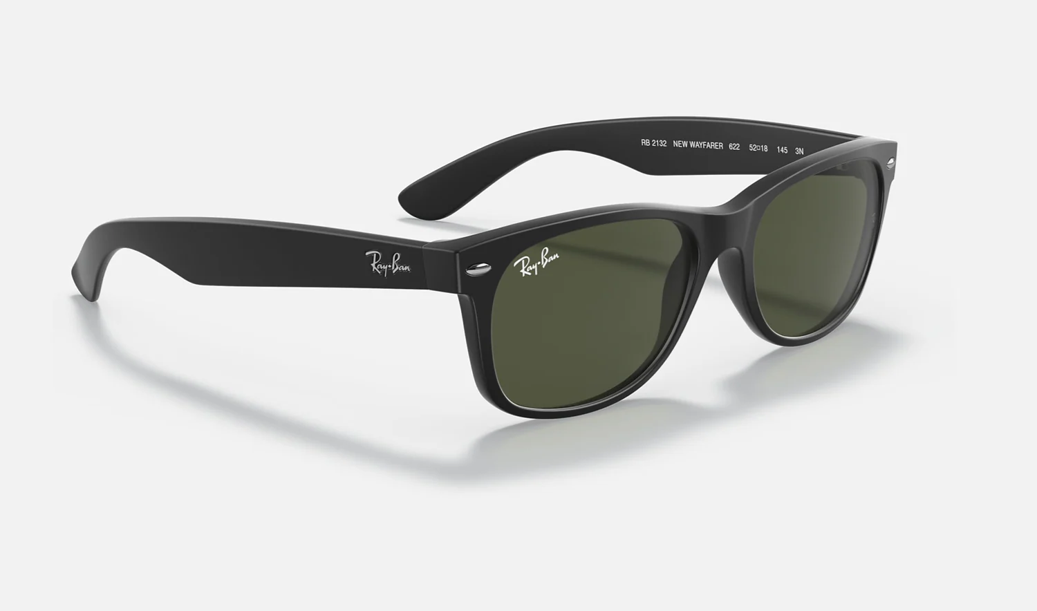 Ray-Ban New Wayfarer 55mm Matte Black / G 15 Lens RB 2132 622 Italy NEW - Image 3