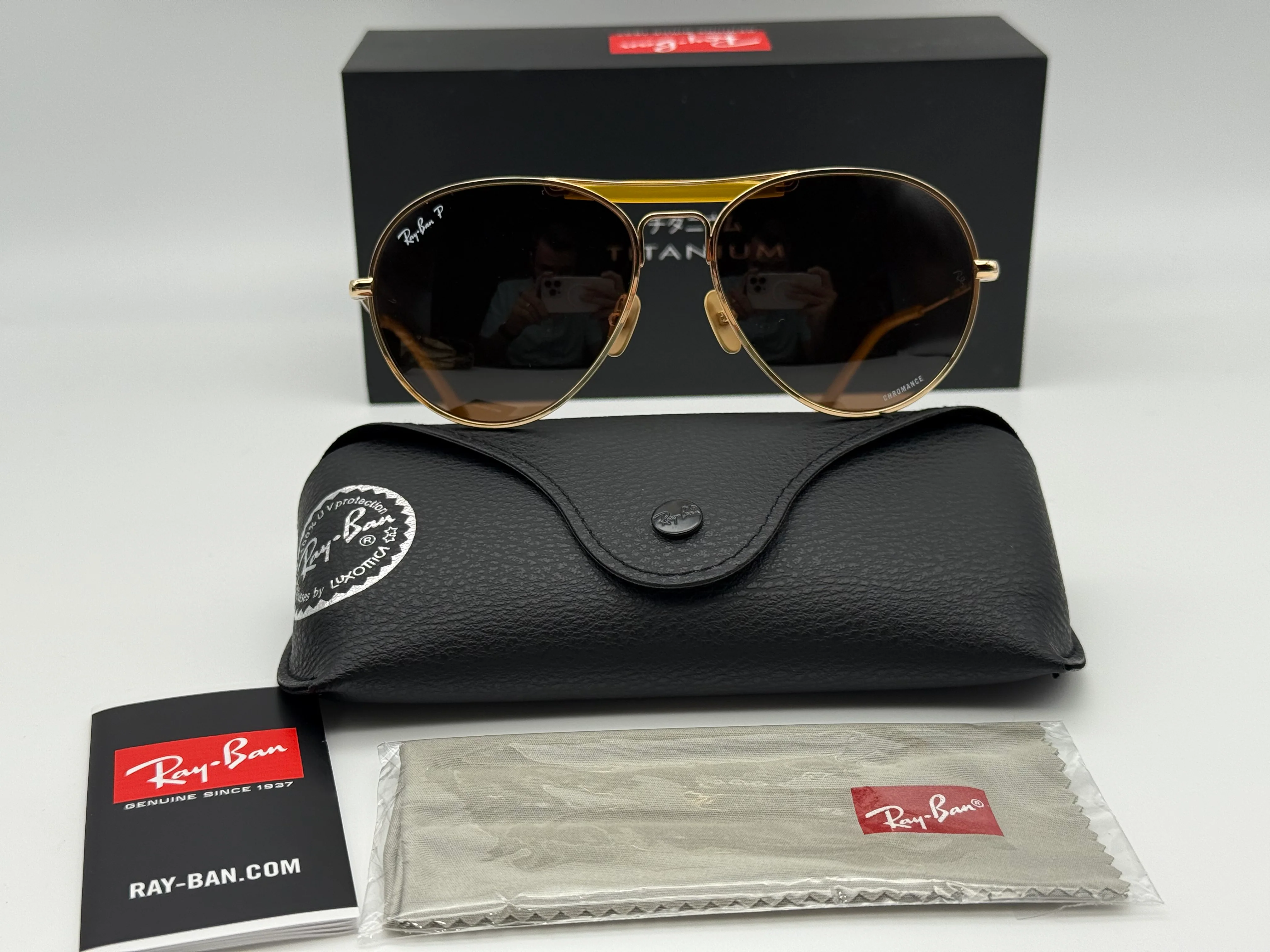 Ray-Ban RB 8063 Titanium 55mm Gold / Dark Brown Classic Chromance Polarized 9205AN Japan NEW - Image 3