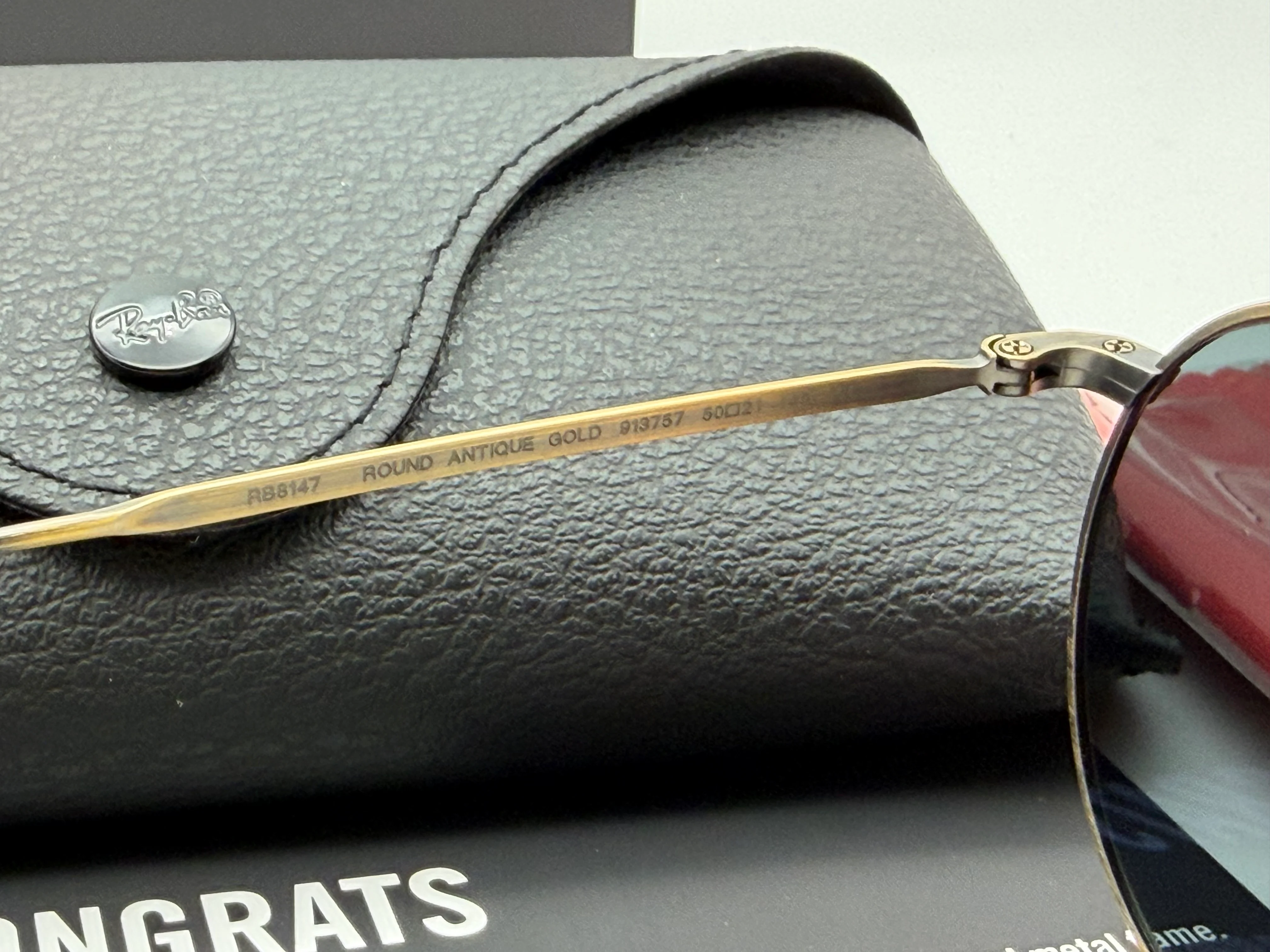 Ray-Ban Round Double Bridge Titanium 50mm Antique Gold / Gray RB 8147 913757 Japan NEW - Image 11