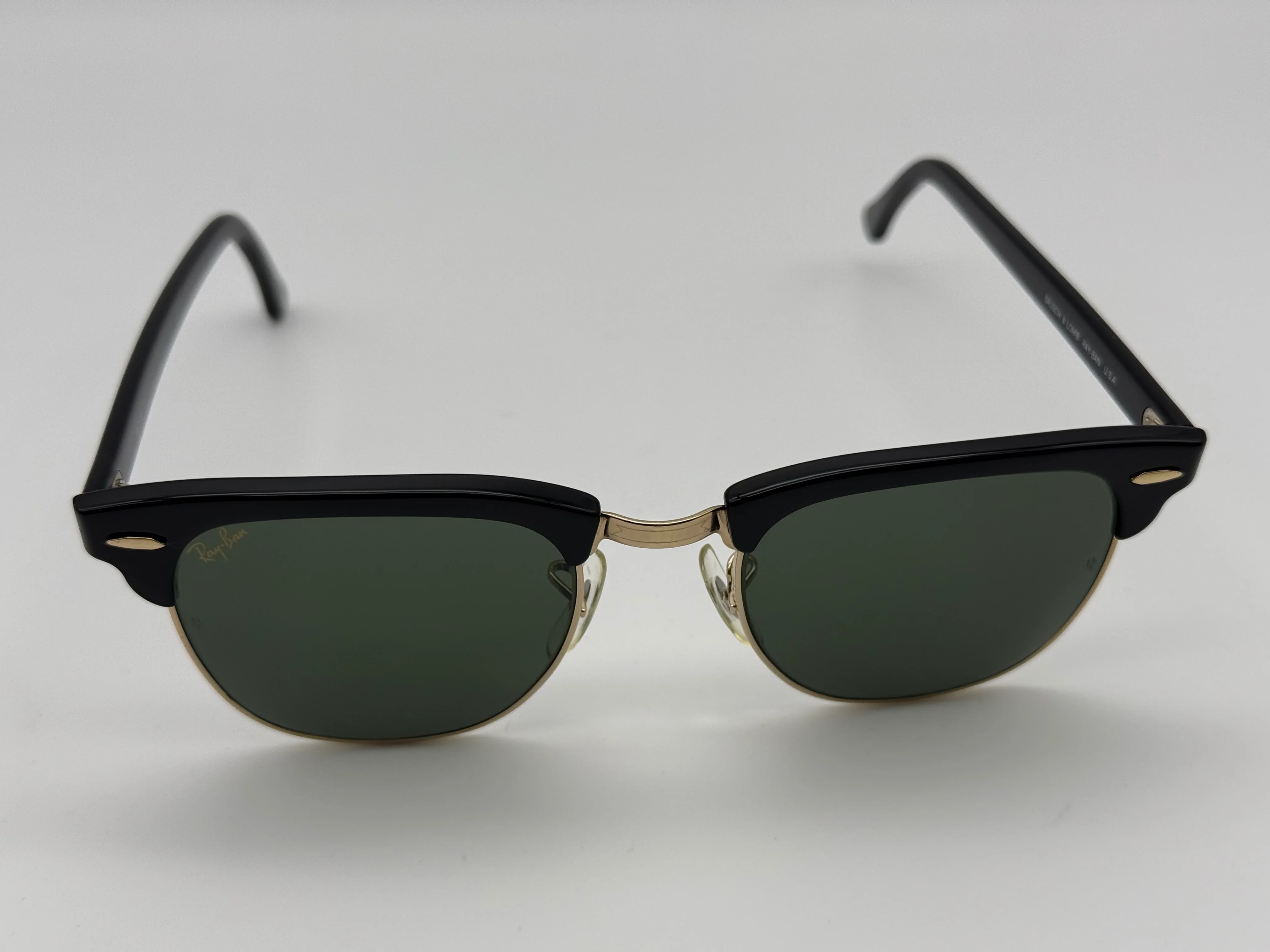 RAY-BAN USA BAUSCH & LOMB Clubmaster Large W1115 Black Gold G-15 Glass Vantage Preowned - Image 2