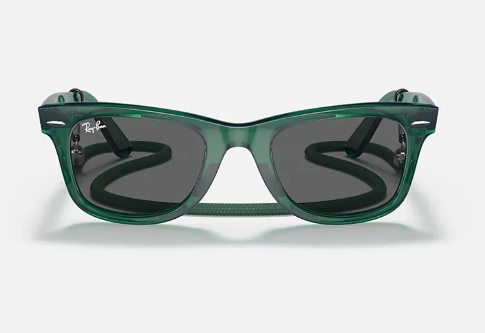 Ray-Ban Wayfarer 50mm RB2140 6615B1 Transparent Green/Dark Grey Sunglasses - Image 5