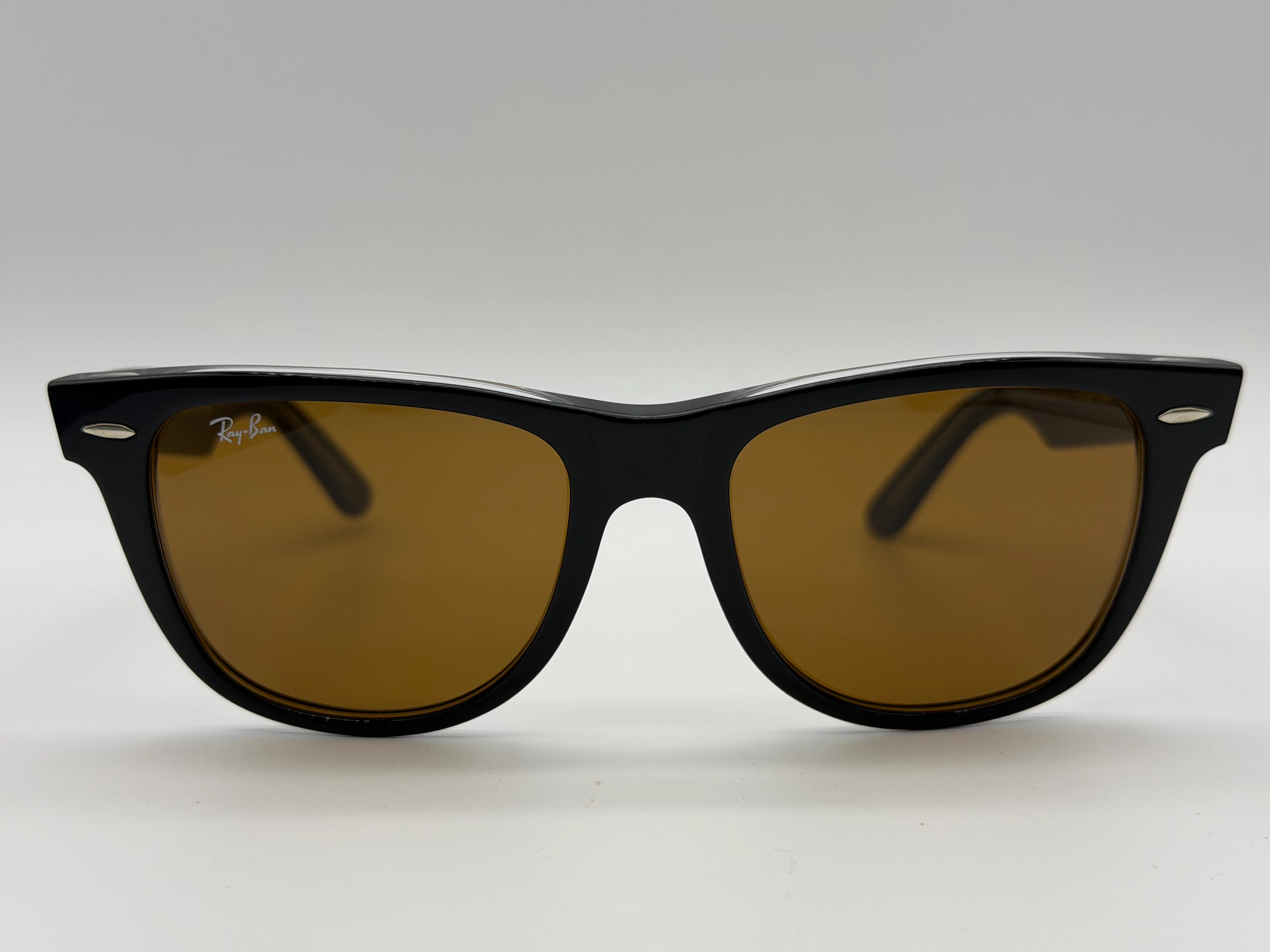 Ray-Ban Wayfarer 54mm Black on Transparent / Brown G15 Crystal Lens RB 2140 1294 / 33 Itlay NEW - Image 4