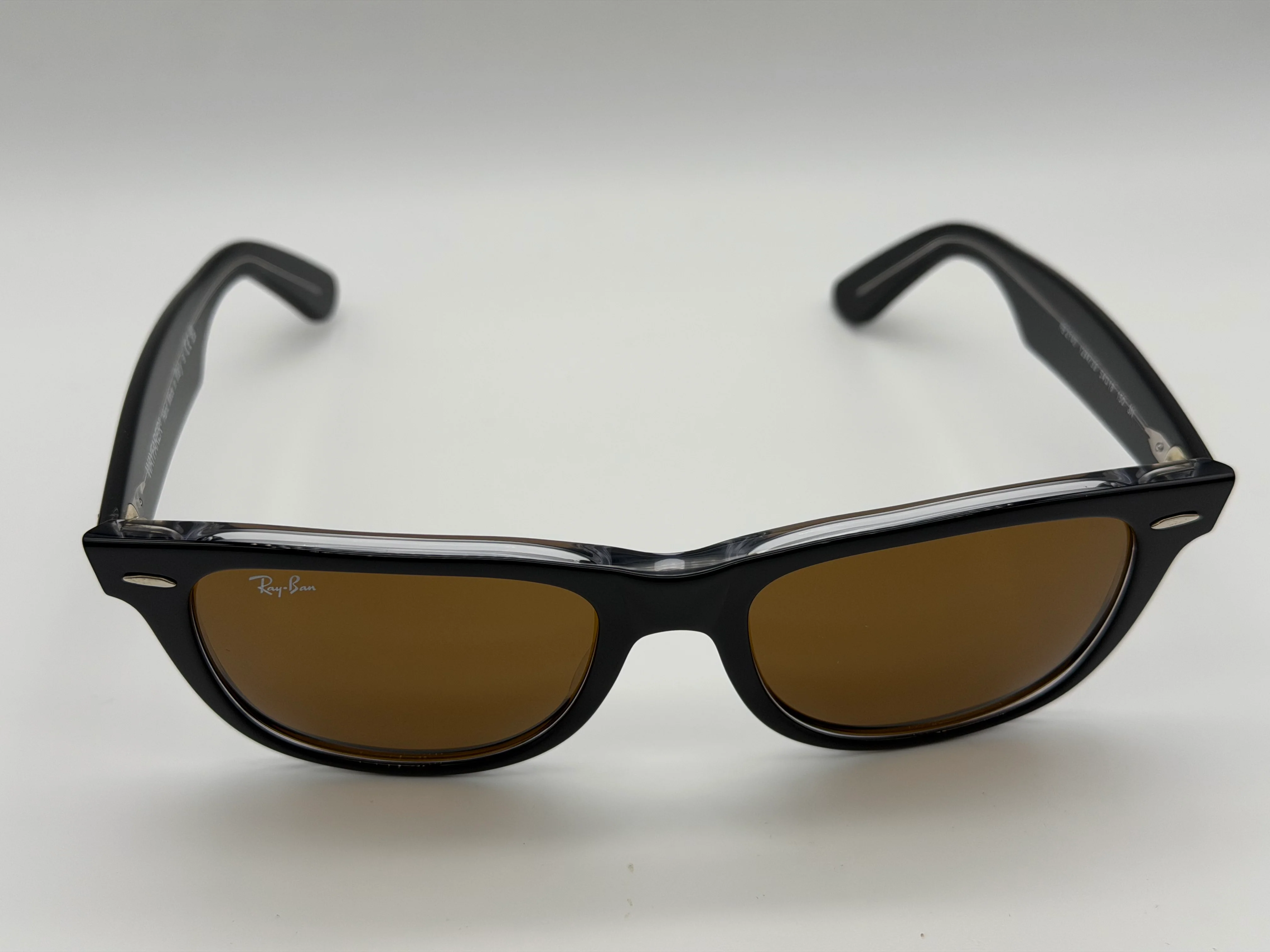 Ray-Ban Wayfarer 54mm Black on Transparent / Brown G15 Crystal Lens RB 2140 1294 / 33 Itlay NEW - Image 5