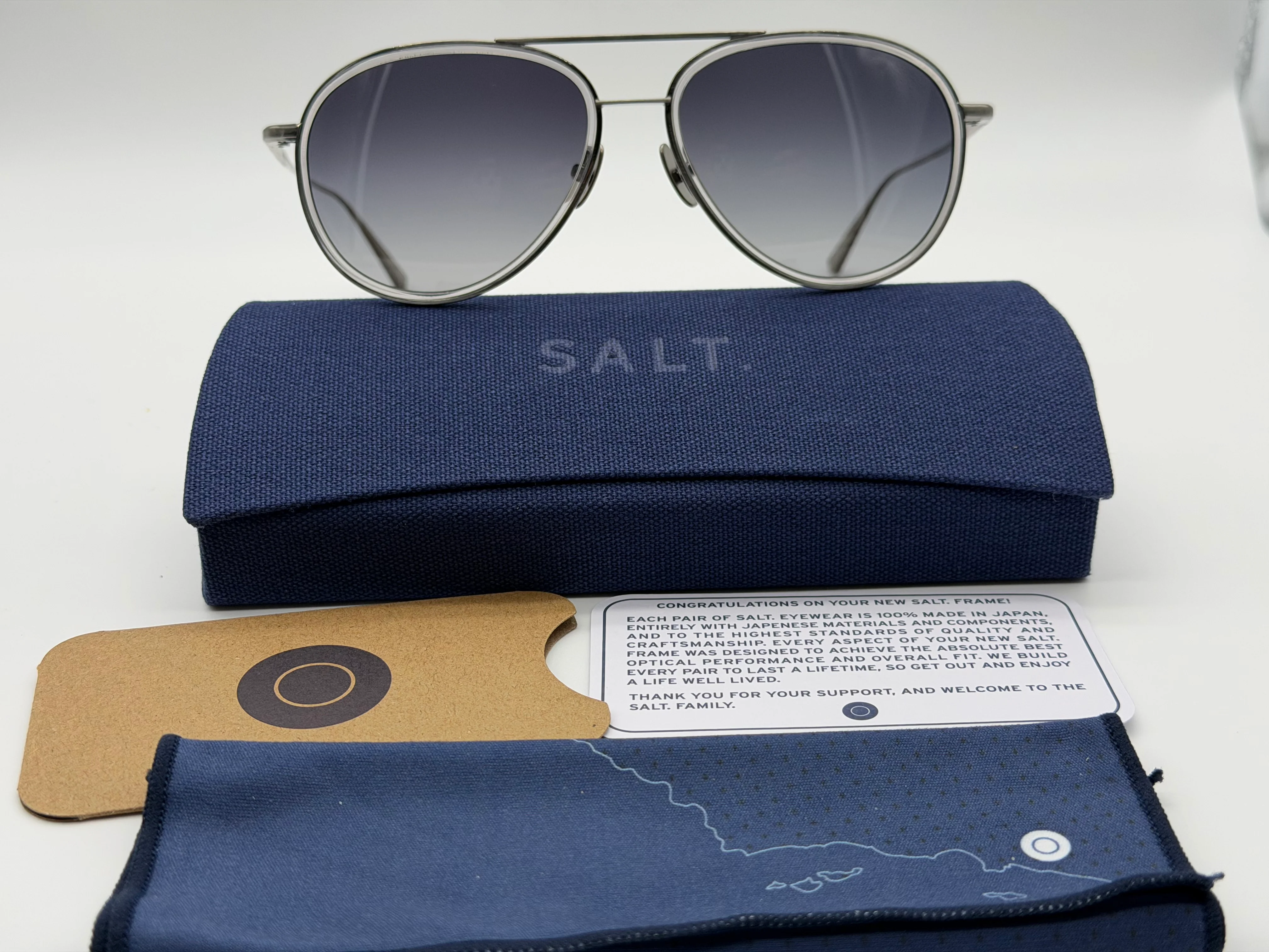 Salt Optics Columbia 56mm Polarized Titanium Aviator w/ Gradient Lens Silver-Tone Smoke / Grey Gradient NEW - Image 2