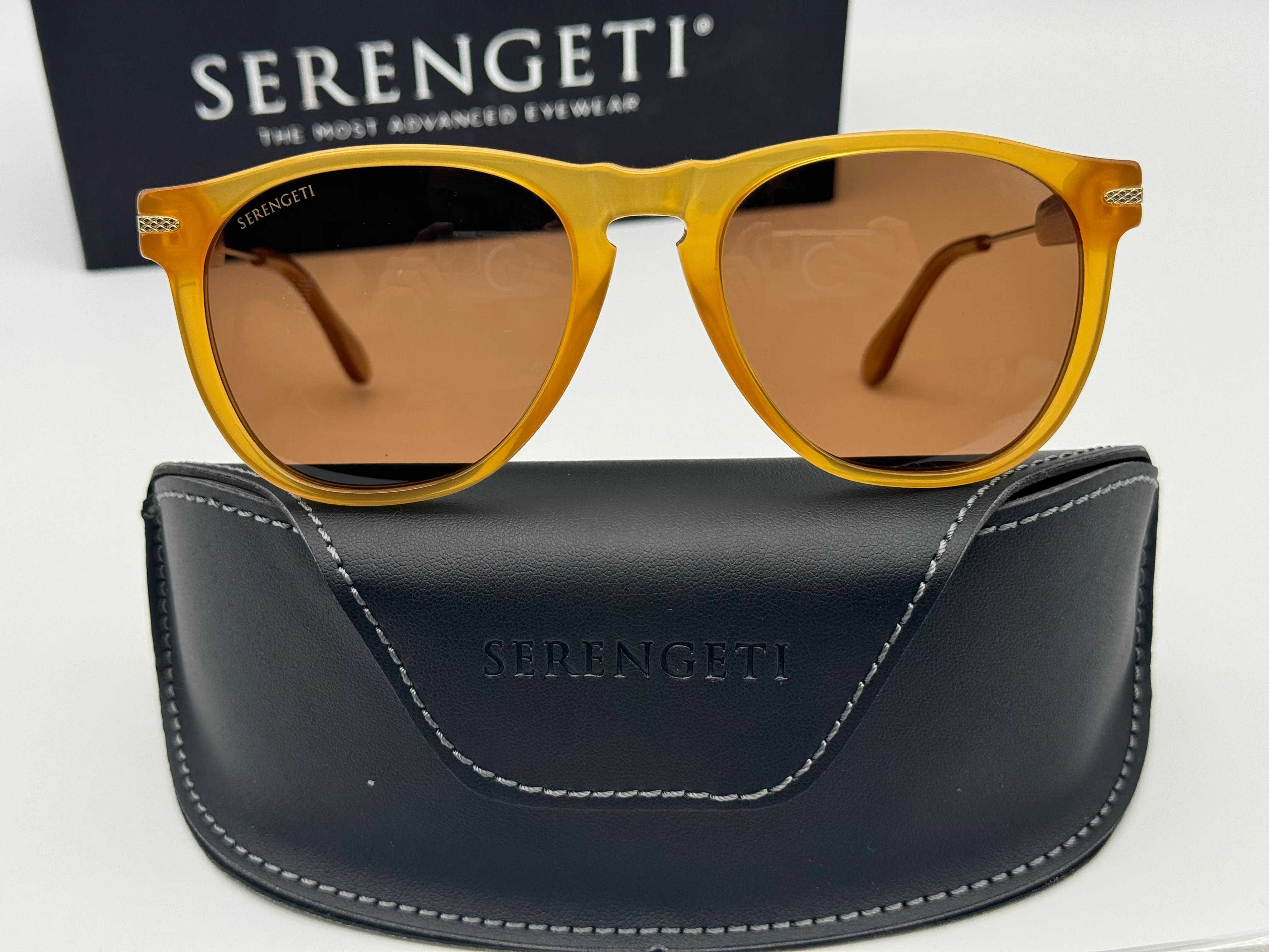 Serengeti Amboy 53mm Shiny Honey Acetate / Shiny Light Gold Metal Polarized Photochromic SS530002 Italy NEW - Image 3