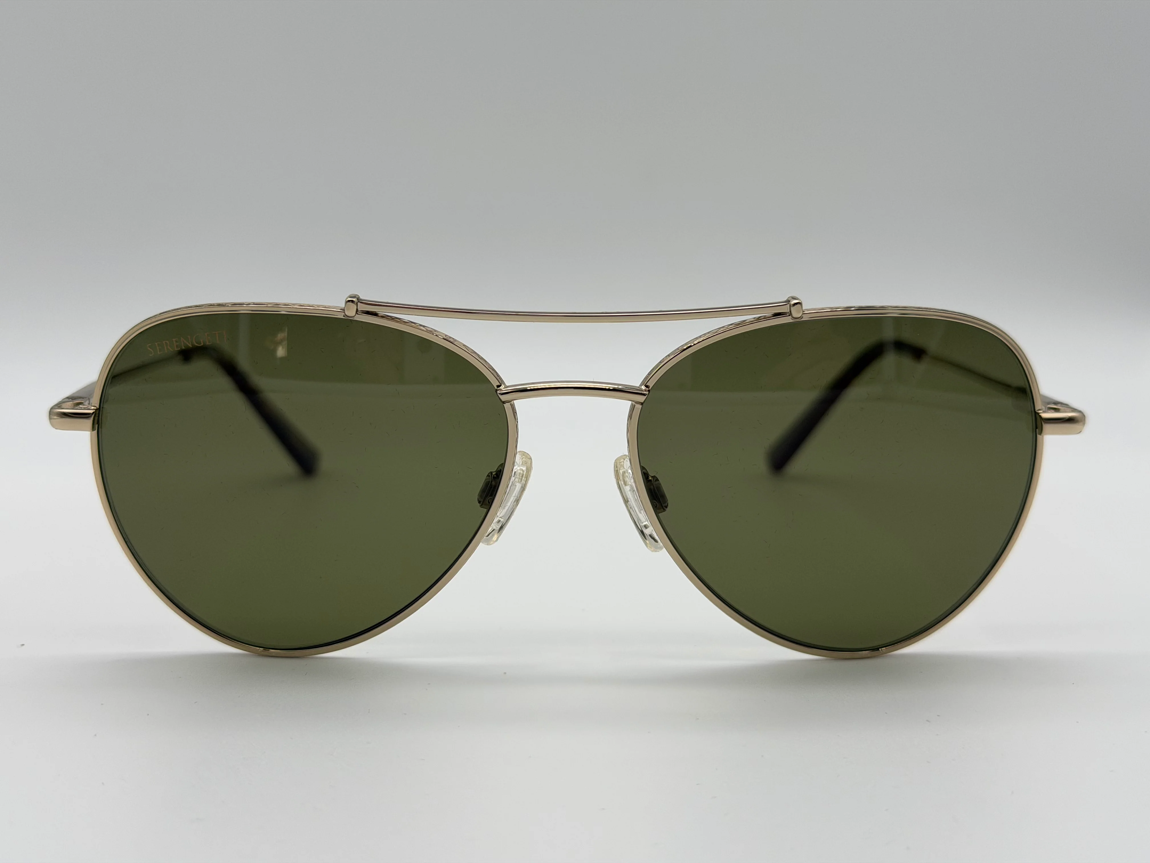 Serengeti Pete 58mm SS 599005 Polarized 555nm Photochromic Lens  Shiny Light Gold / Shiny Havana Tips Italy NEW - Image 2