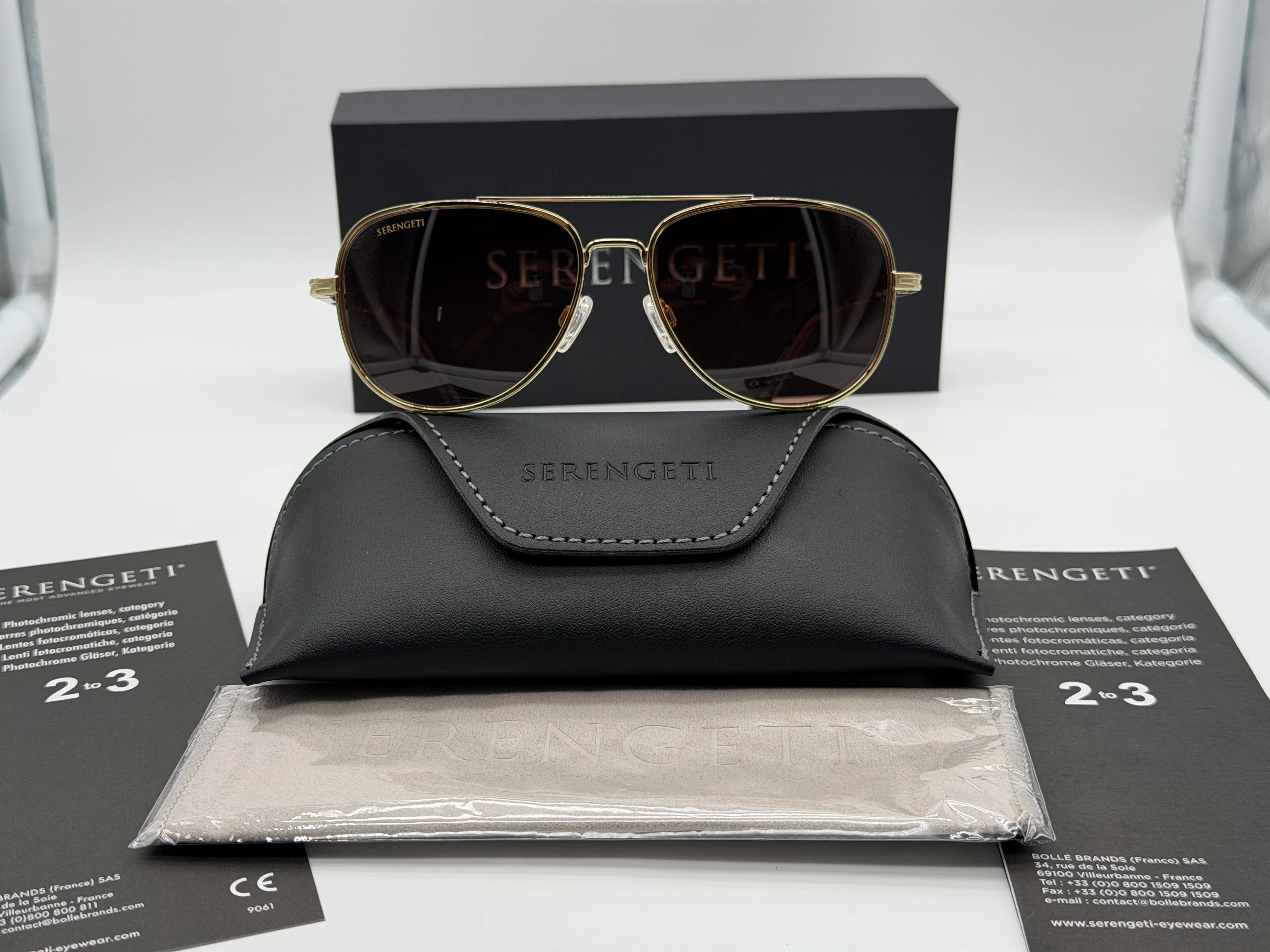 Serengeti Trailblazer 58mm Gold / Drivers Gradient Polarized Mineral Glass Itlay NEW - Image 3