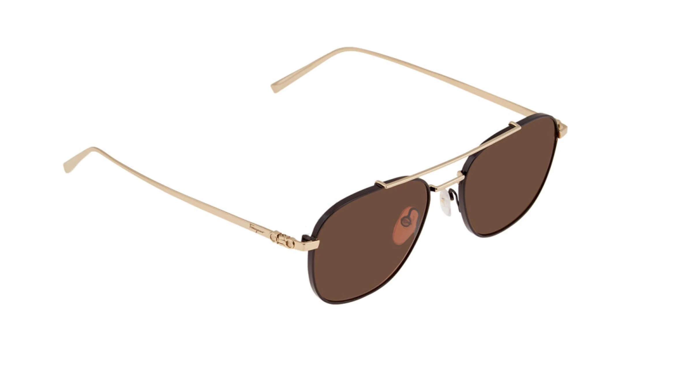 SALVATORE FERRAGAMO 54mm Navigator Brown Gold Black Sunglasses SF200S - Image 3