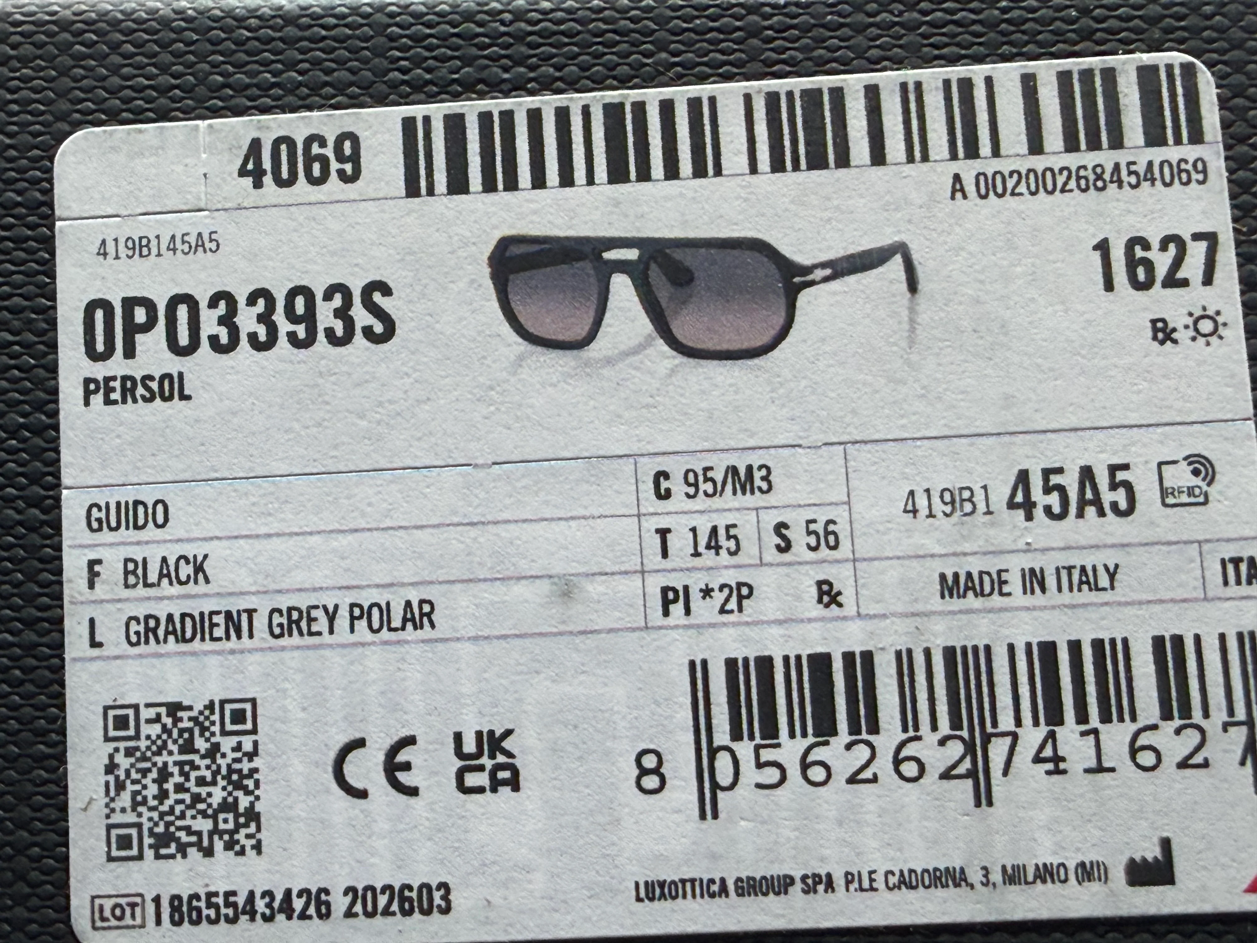 Persol Guido PO 3392 S 56mm Black / Gray Gradient Polarized 95 / M3 Itlay NEW - Image 9