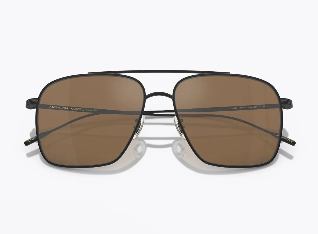 Oliver Peoples Dresner 56mm OV 1320 ST 5062G8 Matte Black/Cognac Mirrored Sunglasses Japan NEW