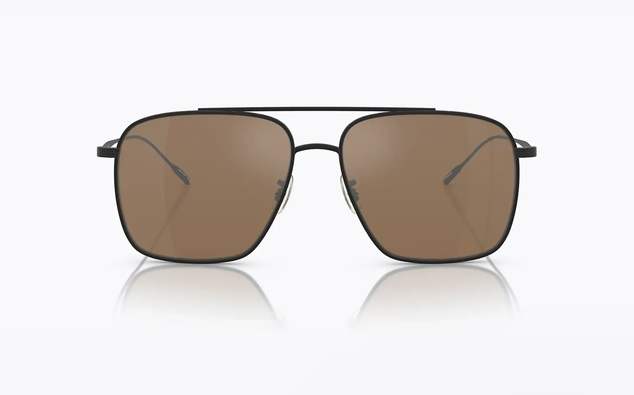 Oliver Peoples Dresner 56mm OV 1320 ST 5062G8 Matte Black/Cognac Mirrored Sunglasses Japan NEW - Image 2
