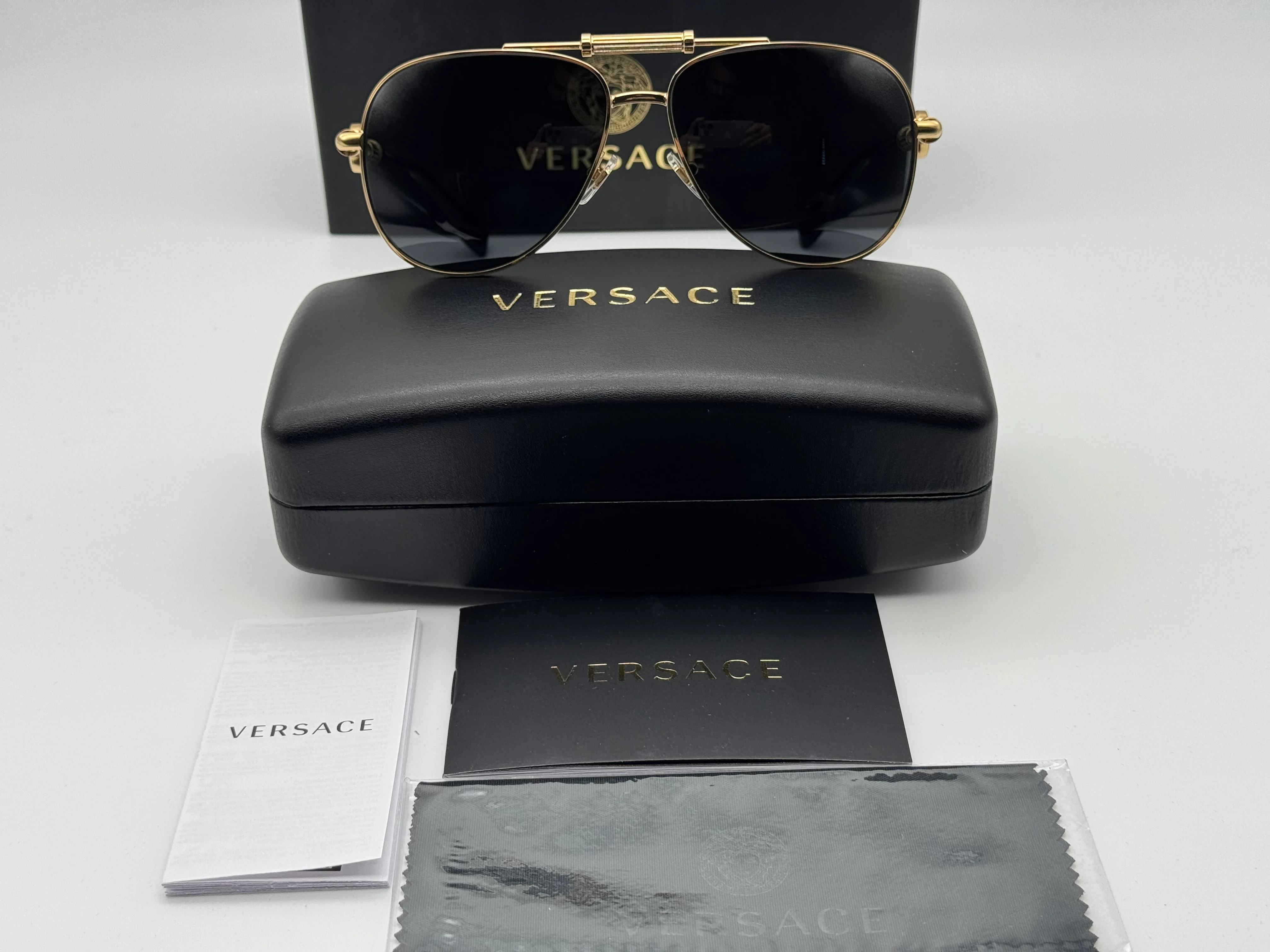 Versace VE 2236 59mm Gold / Dark Gray 100287 Italy - Image 4