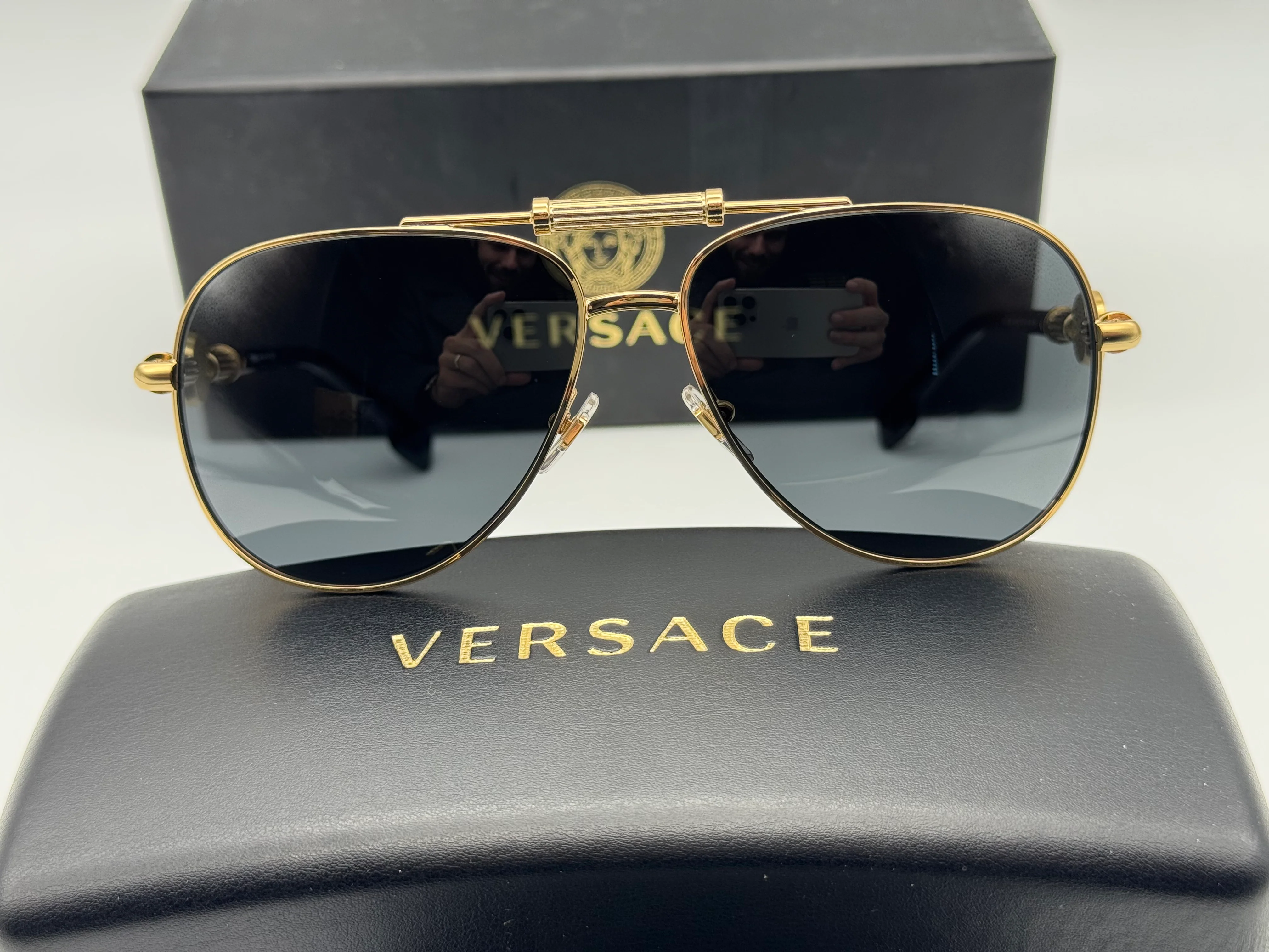 Versace VE 2236 59mm Gold / Dark Gray 100287 Italy - Image 5